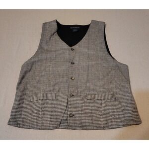 Rustic River Plaid Button Front Vest Mens Size L Cotton Lined Pockets MM